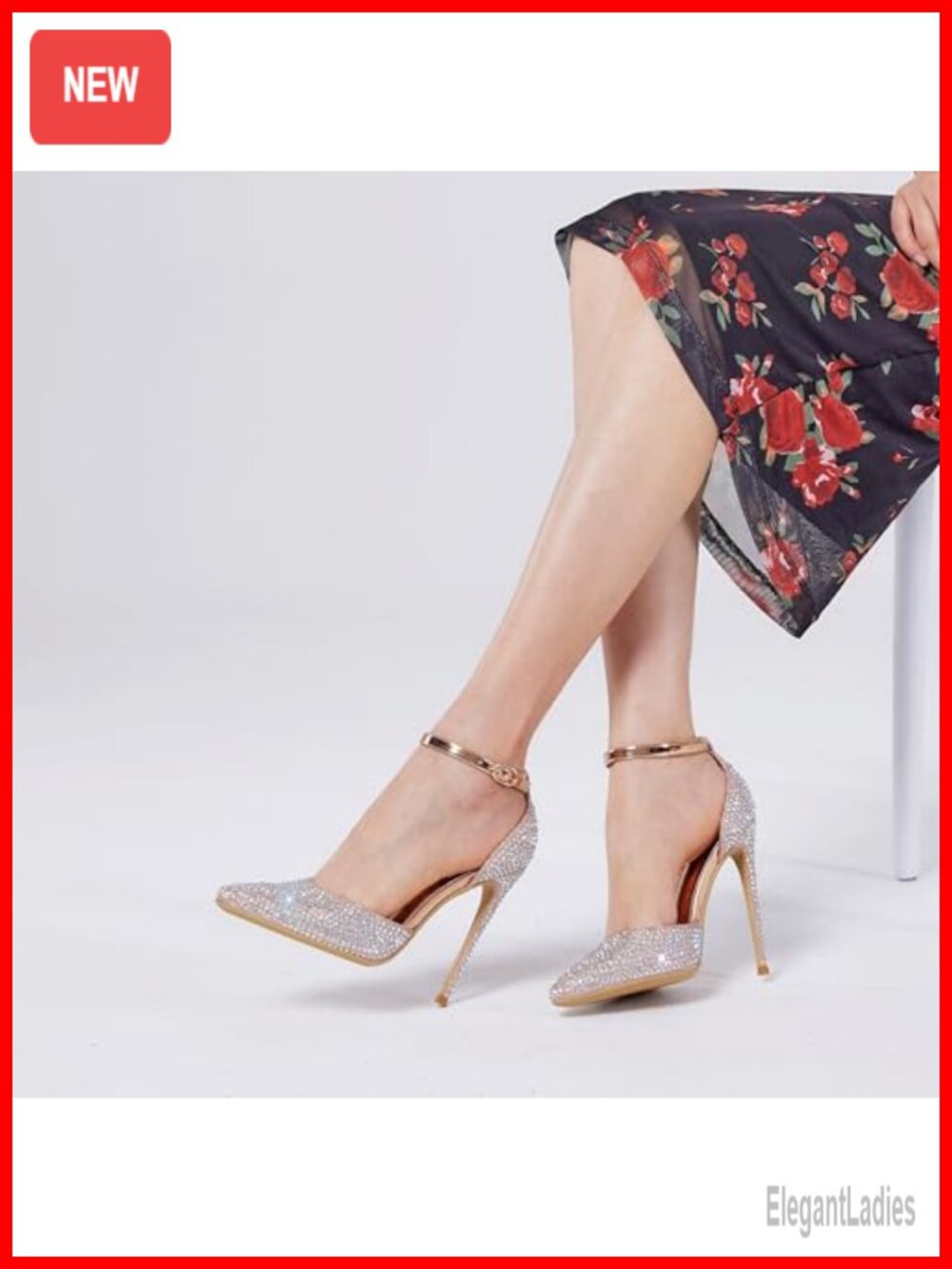 4 Inch Stiletto D'Orsay Pumps Pointed Toe Ankle Strap Heels - Picture 6 of 6